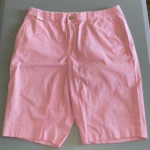 Ralph Lauren Active Pinstripe Bermuda Shorts Pink White Size 8